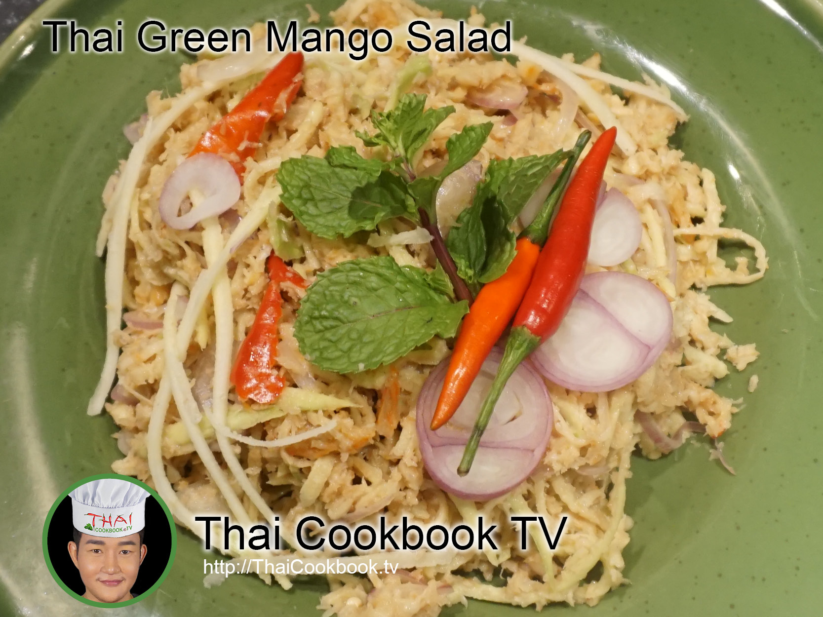 Authentic Thai Recipe for Spicy Green Mango Salad with Toasted Coconut