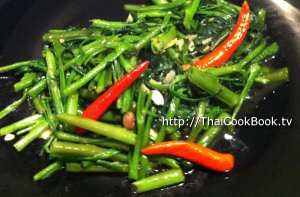 Authentic Thai recipe for Stir Fried Morning Glory