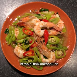 Authentic Thai recipe for Shrimp with Garlic and Sweet Peppers