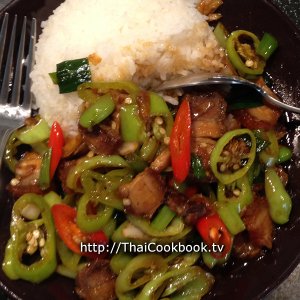 Authentic Thai recipe for Crispy Pork Belly with Peppers