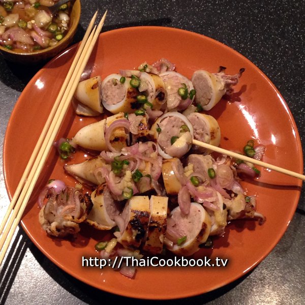 Spicy Grilled Squid with Pork Filling Recipe