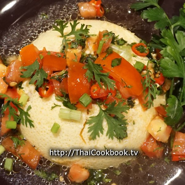 Steamed Egg with Tomato and Mint Salsa Recipe