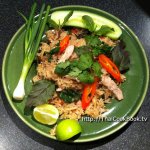 Authentic Thai recipe for Thai Fried Rice with Pork and Basil